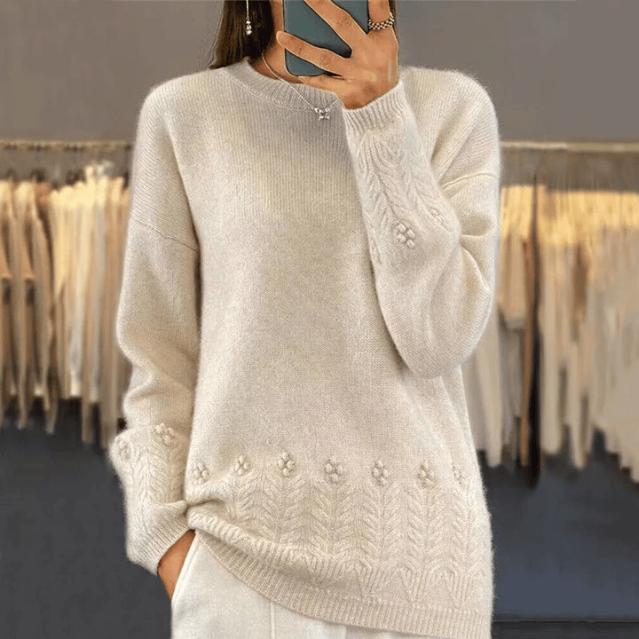 Mia | Scandinavian Floral Knit Sweater